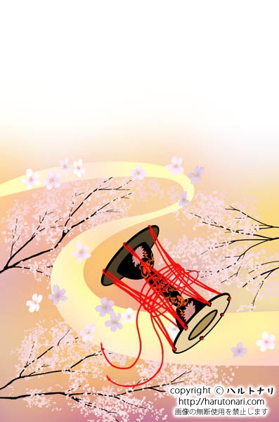 桜と小鼓