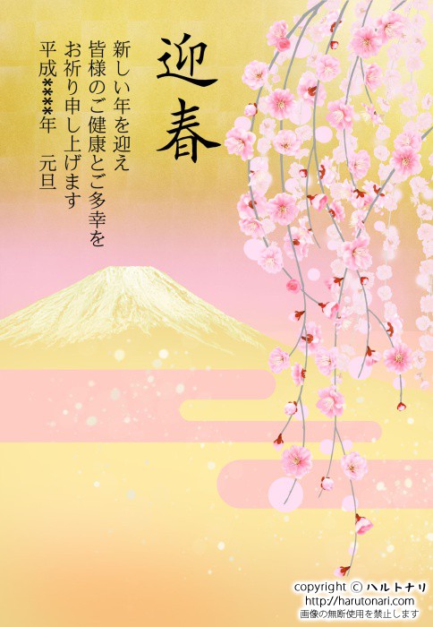 富士山に枝垂れ梅